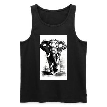 Elefant | Wildtier | Afrika | Kindermotive - Männer Premium Bio Tank Top - Schwarz - Vorne - Michal (187cm)