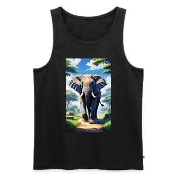 Elefant | Wildtier | Afrika | Kindermotive - Männer Premium Bio Tank Top - Schwarz - Vorne - Michal (187cm)