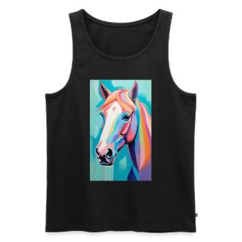 Cheval | Équitation | Animaux | Monture | Coloré - Débardeur bio Premium Homme - noir - Devant - Michal (187cm)