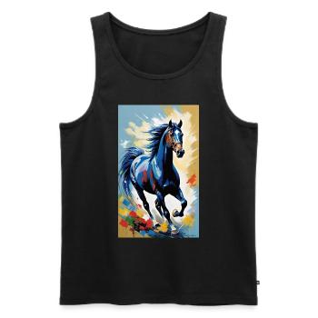 Cheval | Équitation | Animaux | Monture | Coloré - Débardeur bio Premium Homme - noir - Devant - Michal (187cm)