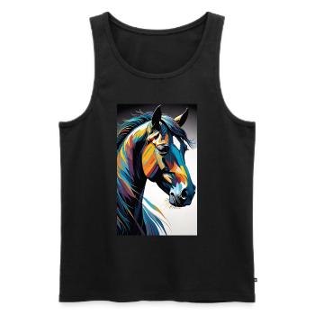 Cheval | Équitation | Animaux | Monture | Coloré - Débardeur bio Premium Homme - noir - Devant - Michal (187cm)