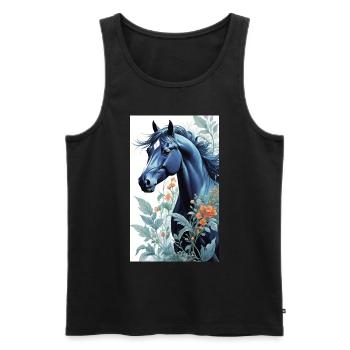 Cheval | Équitation | Animaux | Monture | Coloré - Débardeur bio Premium Homme - noir - Devant - Michal (187cm)