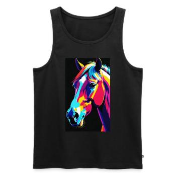 Cheval | Équitation | Animaux | Monture | Coloré - Débardeur bio Premium Homme - noir - Devant - Michal (187cm)