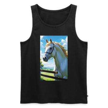 Cheval | Équitation | Animaux | Monture | Coloré - Débardeur bio Premium Homme - noir - Devant - Michal (187cm)