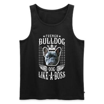 07 French Bulldog Dog like a Boss King Spruch - Männer Premium Bio Tank Top - Schwarz - Vorne - AI Model Male 178 light (178cm)