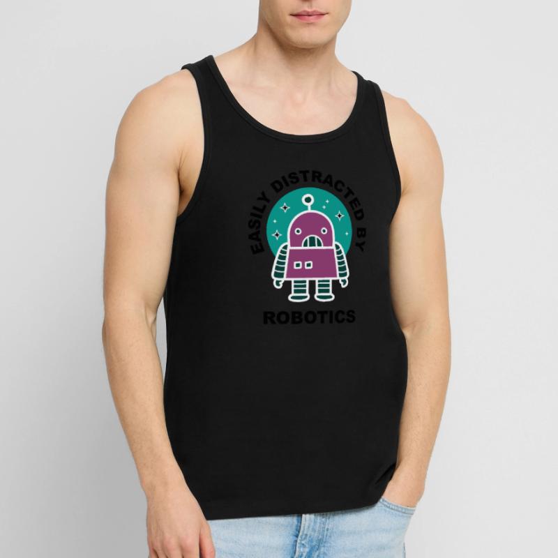 Distracted by Robots Students Robotic Engineer Men's Premium Organic Tank Top