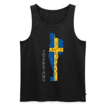 Sweden Sverige Swedish Flag Hiking Gift - Men's Premium Organic Tank Top - black - Front - Michal (187cm)