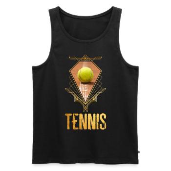 Tennis Balle de Tennis Gold Player Sport Vintage Rétro - Débardeur bio Premium Homme - noir - Devant - Michal (187cm)