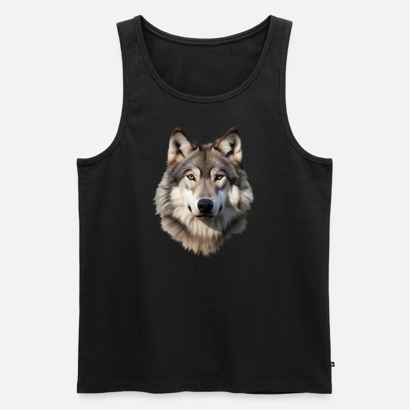 Wolf (weiß/grau) - Männer Premium Bio Tank Top - Schwarz