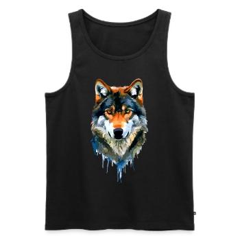 Der Wolf - Männer Premium Bio Tank Top - Schwarz - Vorne - AI Model Male 178 light (178cm)