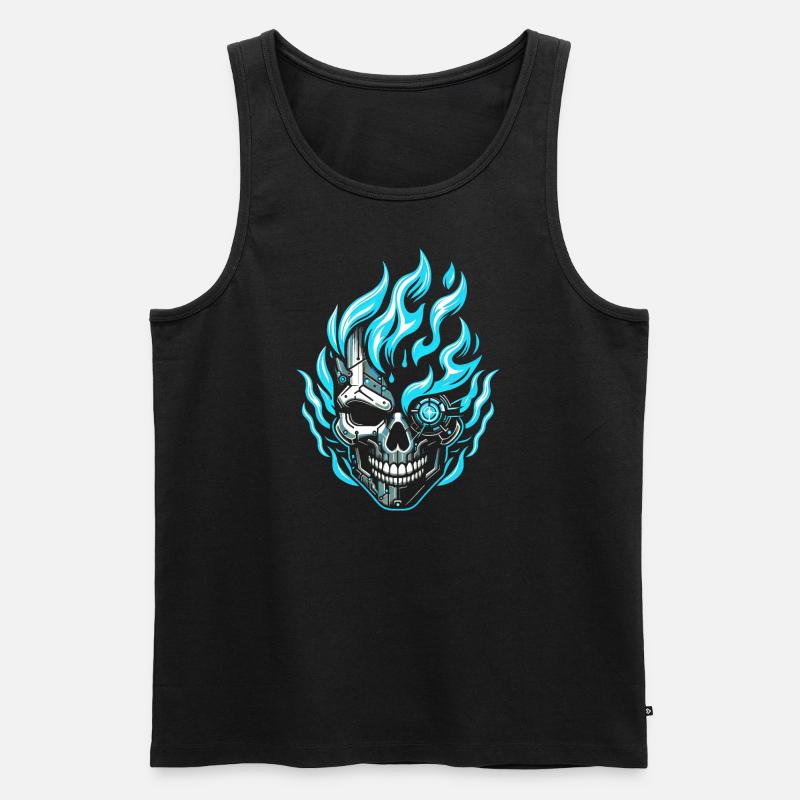 Cyberpunk Flammenschädel - Männer Premium Bio Tank Top - Schwarz
