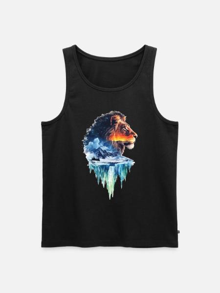 Löwe - Männer Premium Bio Tank Top - Schwarz