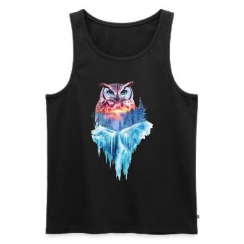 Eule - Männer Premium Bio Tank Top - Schwarz - Vorne - AI Model Male 178 light (178cm)