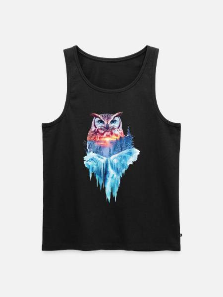 Eule - Männer Premium Bio Tank Top - Schwarz