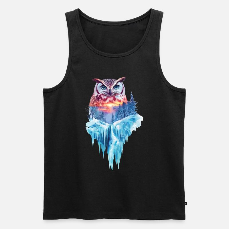 Eule - Männer Premium Bio Tank Top - Schwarz