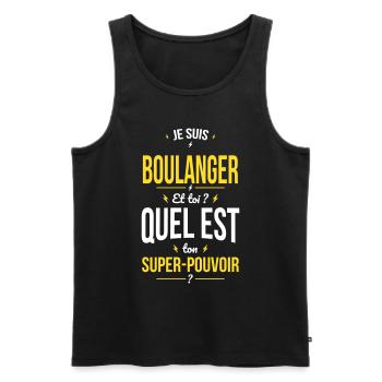Super-pouvoir - Boulanger - Débardeur bio Premium Homme - noir - Devant - AI Model Male 178 light (178cm)