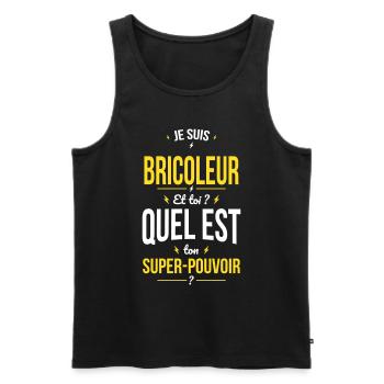 Je suis bricoleur - Super-pouvoir - Idée cadeau - Débardeur bio Premium Homme - noir - Devant - Michal (187cm)
