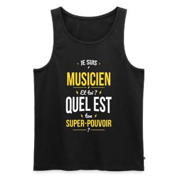 Je suis musicien - Super-pouvoir - Débardeur bio Premium Homme - noir - Devant - AI Model Male 178 light (178cm)