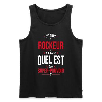 Je suis rockeur - Super-pouvoir - Débardeur bio Premium Homme - noir - Devant - AI Model Male 178 light (178cm)