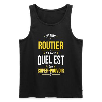 Je suis routier - Super-pouvoir - Débardeur bio Premium Homme - noir - Devant - AI Model Male 178 light (178cm)