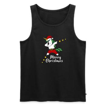 Joyeux Noël Licorne dabing - Débardeur bio Premium Homme - noir - Devant - Michal (187cm)