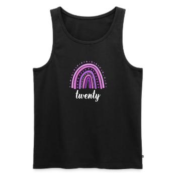 Lila Regenbogen Zwanzig Jahre 20. Geburtstag - Männer Premium Bio Tank Top - Schwarz - Vorne - Michal (187cm)