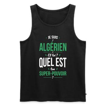Je suis Algérien - Super-pouvoir - Cadeau Humour - Débardeur bio Premium Homme - noir - Devant - Michal (187cm)