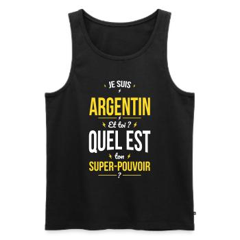 Je suis Argentin - Super-pouvoir - Cadeau Humour - Débardeur bio Premium Homme - noir - Devant - Michal (187cm)