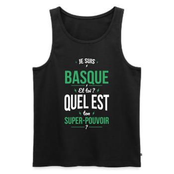 Je suis Basque - Super-pouvoir - Cadeau Humour - Débardeur bio Premium Homme - noir - Devant - Michal (187cm)