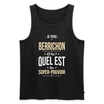 Je suis Berrichon - Super-pouvoir - Cadeau Humour - Débardeur bio Premium Homme - noir - Devant - Michal (187cm)