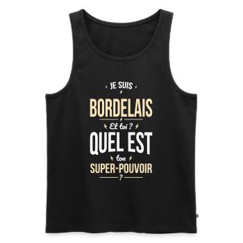 Je suis Bordelais - Super-pouvoir - Cadeau Humour - Débardeur bio Premium Homme - noir - Devant - Michal (187cm)