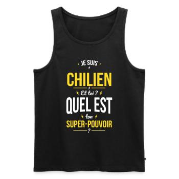 Je suis Chilien - Super-pouvoir - Cadeau Humour - Débardeur bio Premium Homme - noir - Devant - Michal (187cm)