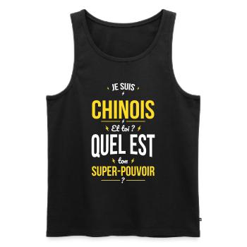 Je suis Chinois - Super-pouvoir - Cadeau Humour - Débardeur bio Premium Homme - noir - Devant - Michal (187cm)