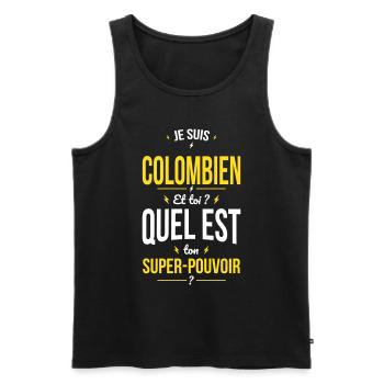 Je suis Colombien - Super-pouvoir - Cadeau Humour - Débardeur bio Premium Homme - noir - Devant - Michal (187cm)