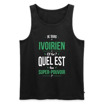 Je suis Ivoirien - Super-pouvoir - Cadeau Humour - Débardeur bio Premium Homme - noir - Devant - Michal (187cm)