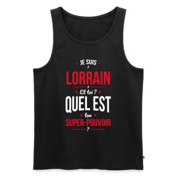 Je suis Lorrain - Super-pouvoir - Cadeau Humour - Débardeur bio Premium Homme - noir - Devant - Michal (187cm)