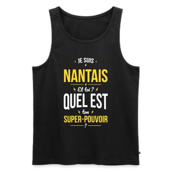 Je suis Nantais - Super-pouvoir - Cadeau Humour - Débardeur bio Premium Homme - noir - Devant - Michal (187cm)