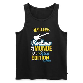 Bester Rocker der Welt - 100% Awesome - Männer Premium Bio Tank Top - Schwarz - Vorne - AI Model Male 178 light (178cm)