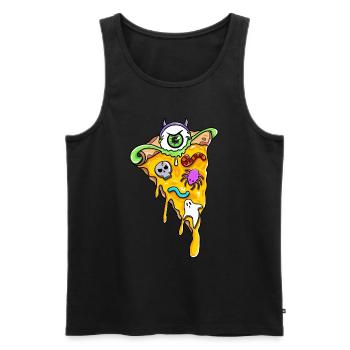 Creepy Horror Pizza Slices Skull Spider - Men's Premium Organic Tank Top - black - Front - Michal (187cm)
