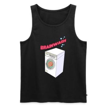 BRAINWASH - Men's Premium Organic Tank Top - black - Front - AI Model Male 178 light (178cm)