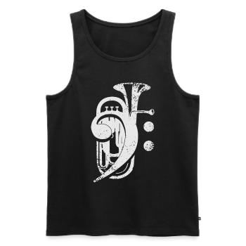 Baryton, Euphonium, Musique de cuivres, Clef - Débardeur bio Premium Homme - noir - Devant - AI Model Male 178 light (178cm)