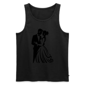 Mariée marié jeunes mariés mariage - Débardeur bio Premium Homme - noir - Devant - AI Model Male 178 light (178cm)