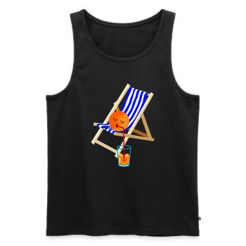 Orange im Liegestuhl - Männer Premium Bio Tank Top - Schwarz - Vorne - Michal (187cm)