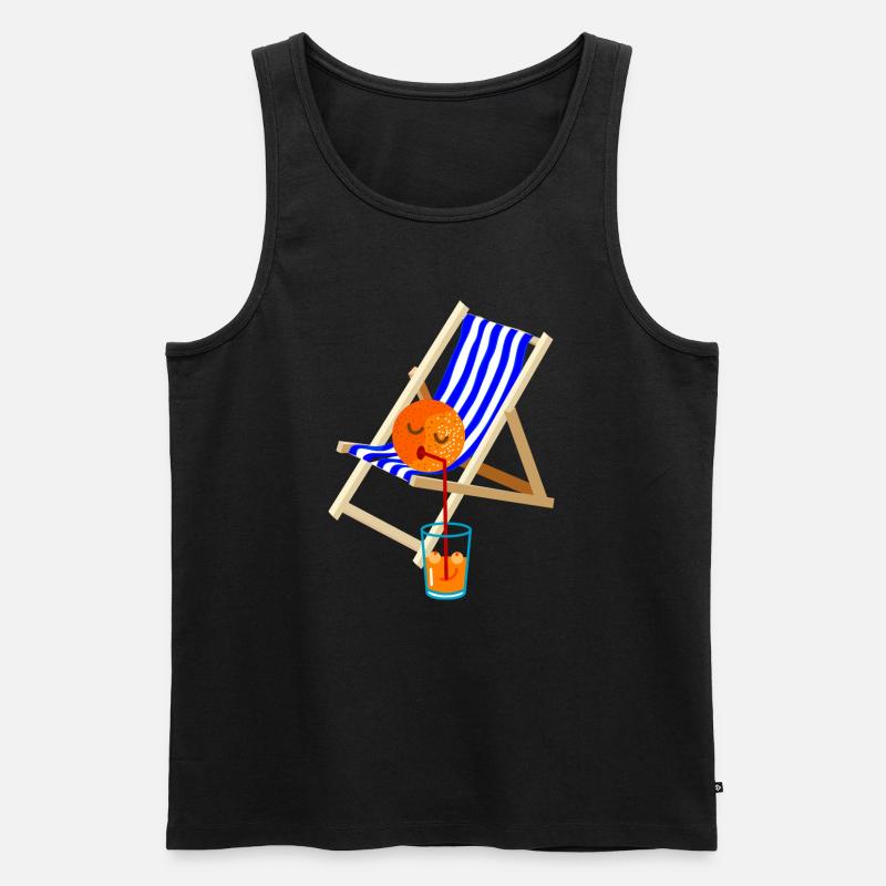 Orange im Liegestuhl - Männer Premium Bio Tank Top - Schwarz
