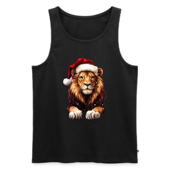 Lion Noël - Débardeur bio Premium Homme - noir - Devant - AI Model Male 178 light (178cm)