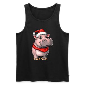 Weihnachtsmann Nilpferd - Männer Premium Bio Tank Top - Schwarz - Vorne - Michal (187cm)