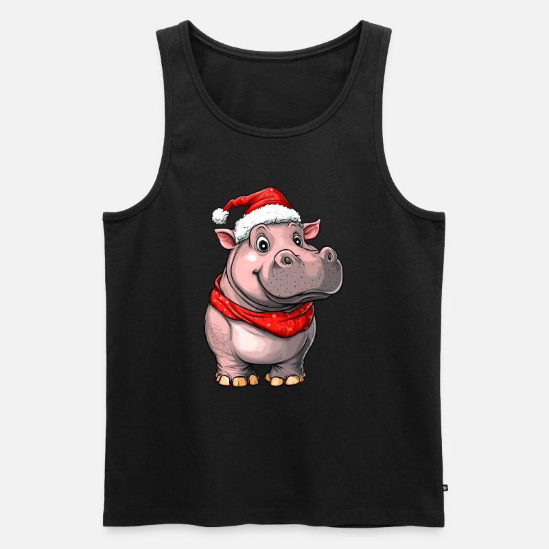 Weihnachtsmann Nilpferd - Männer Premium Bio Tank Top - Schwarz