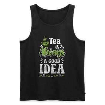 Thé Cozy Teacup Théière - Débardeur bio Premium Homme - noir - Devant - Michal (187cm)