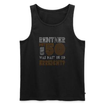Rentner mit 50 und was hast du erreicht? - Männer Premium Bio Tank Top - Schwarz - Vorne - Michal (187cm)