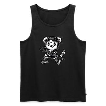 Joueur de hockey sur glace Polar Bear Chibi - Débardeur bio Premium Homme - noir - Devant - Michal (187cm)